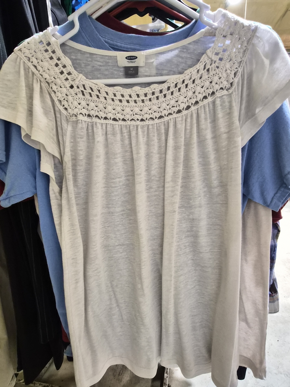 Old Navy White Crochet-Yoke Women’s Top